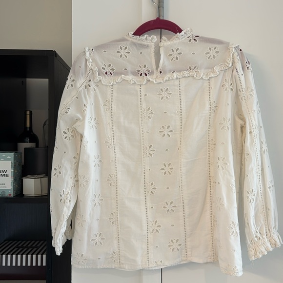 J.Crew ruffle neck long Sleeve eyelet top - white - Picture 7 of 9